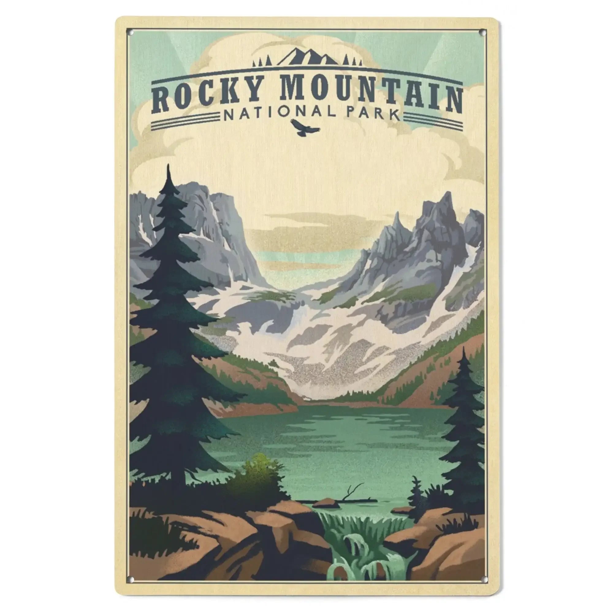Rocky Mountain National Park, Colorado, Lake, Lithograph, Lantern