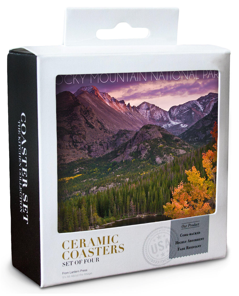 Rocky Mountain National Park, Colorado, Lantern Press Artwork, Coaster Set Coasters Lantern Press 