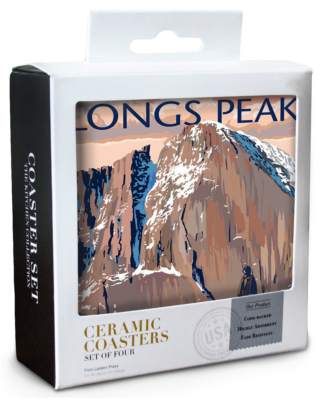 Rocky Mountain National Park, Colorado, Longs Peak, Lantern Press Artwork, Coaster Set Coasters Lantern Press 
