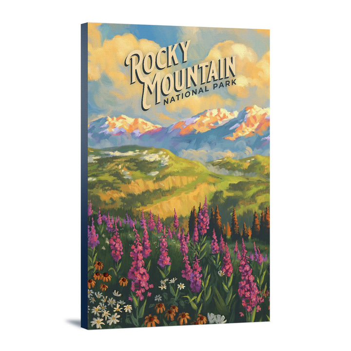 Rocky Mountain National Park, Colorado, Oil Painting National Park Series, Lantern Press Artwork, Stretched Canvas Canvas Lantern Press 12x18 Stretched Canvas 