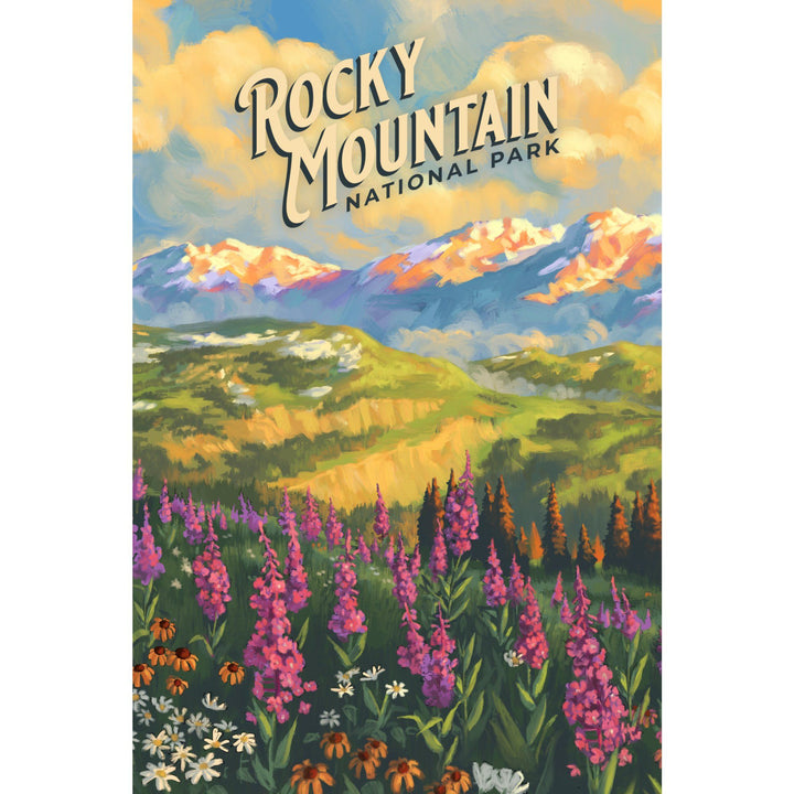 Rocky Mountain National Park, Colorado, Oil Painting National Park Series, Lantern Press Artwork, Stretched Canvas Canvas Lantern Press 