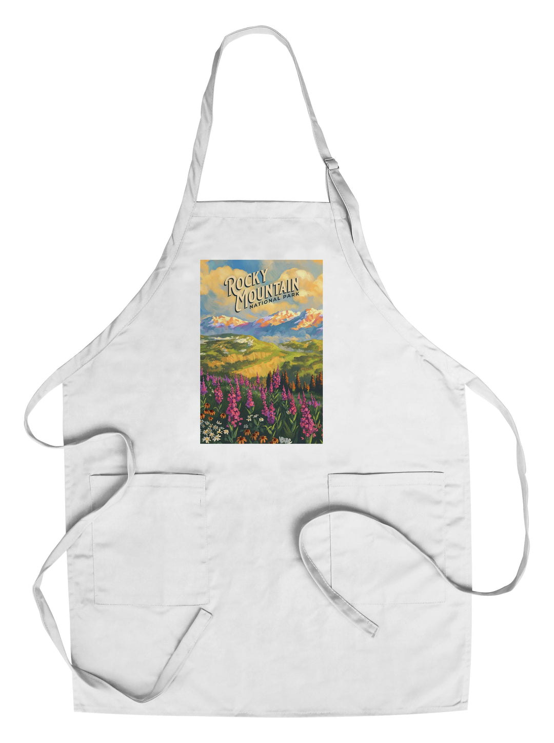 Rocky Mountain National Park, Colorado, Oil Painting National Park Series, Lantern Press Artwork, Towels and Aprons Kitchen Lantern Press Chef's Apron 