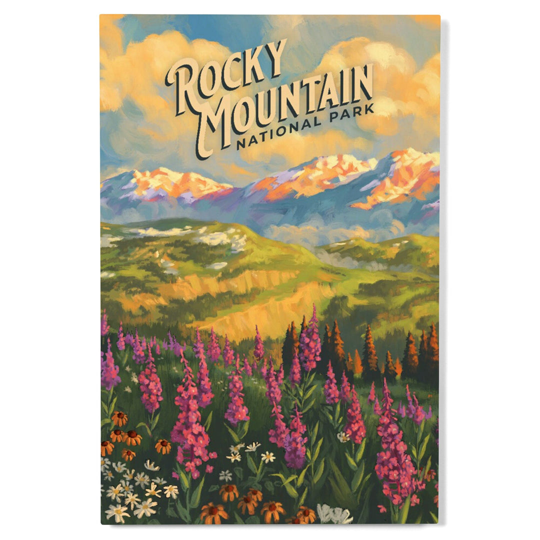 Rocky Mountain National Park, Colorado, Oil Painting National Park Series, Lantern Press Artwork, Wood Signs and Postcards Wood Lantern Press 