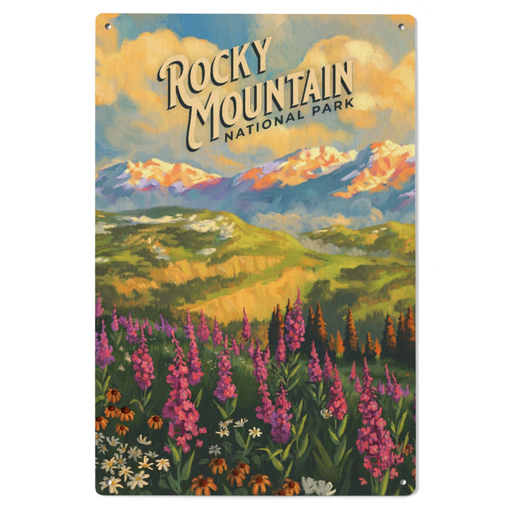 Rocky Mountain National Park, Colorado, Oil Painting National Park Series, Lantern Press Artwork, Wood Signs and Postcards Wood Lantern Press 