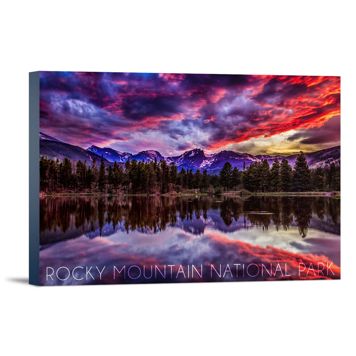 Rocky Mountain National Park, Colorado, Sunset & Sprague Lake, Lantern Press Photography, Stretched Canvas Canvas Lantern Press 16x24 Stretched Canvas 