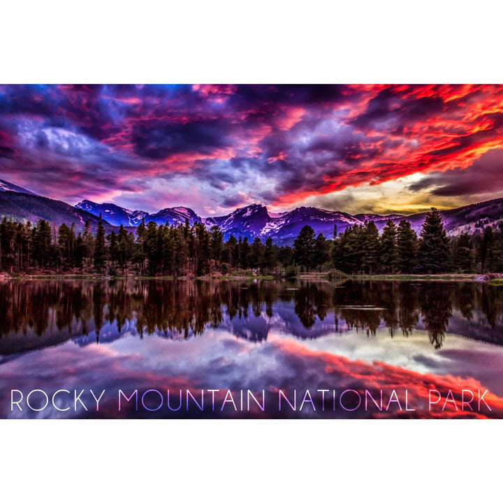 Rocky Mountain National Park, Colorado, Sunset & Sprague Lake, Lantern Press Photography, Stretched Canvas Canvas Lantern Press 
