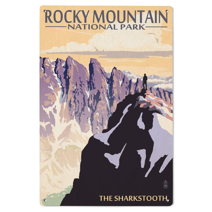 Rocky Mountain National Park, Montana, The Sharkstooth, Lantern Press Artwork, Wood Signs and Postcards Wood Lantern Press 