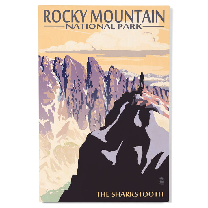 Rocky Mountain National Park, Montana, The Sharkstooth, Lantern Press Artwork, Wood Signs and Postcards Wood Lantern Press 