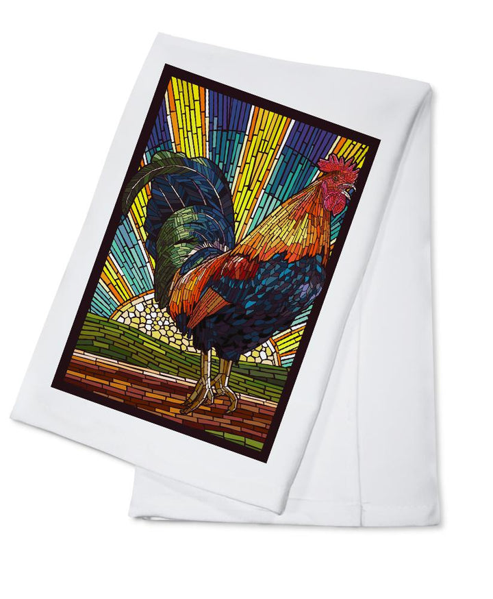 Rooster, Paper Mosaic, Lantern Press Artwork, Towels and Aprons Kitchen Lantern Press Cotton Towel 