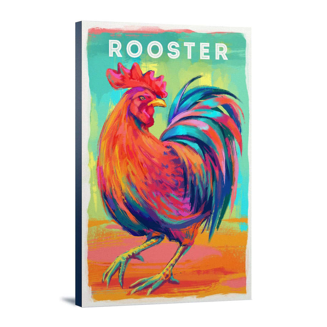 Rooster, Vivid Series, Lantern Press Artwork, Stretched Canvas Canvas Lantern Press 12x18 Stretched Canvas 