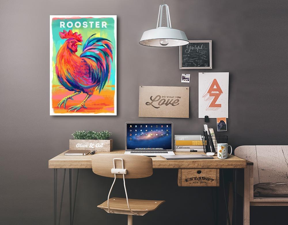 Rooster, Vivid Series, Lantern Press Artwork, Stretched Canvas Canvas Lantern Press 