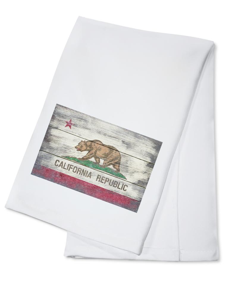Rustic California State Flag, Lantern Press Artwork, Towels and Aprons Kitchen Lantern Press Cotton Towel 