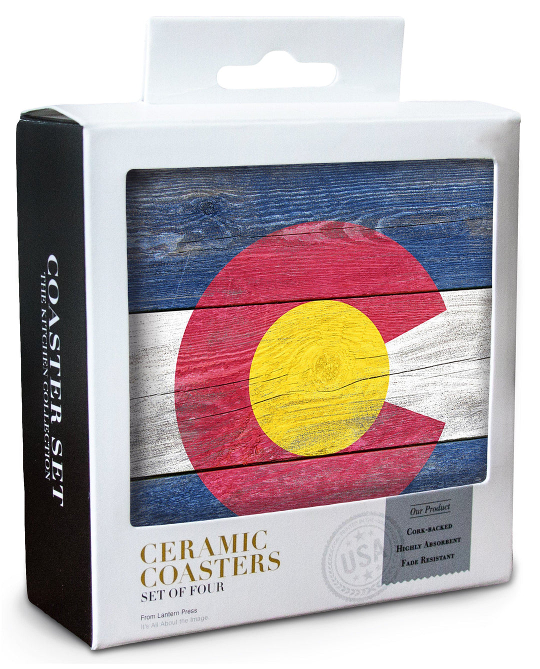 Rustic Colorado State Flag, Lantern Press Artwork, Coaster Set Coasters Lantern Press 