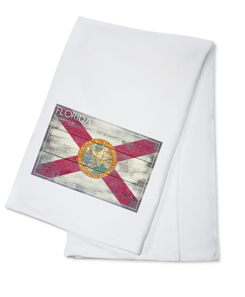 Rustic Florida State Flag, Lantern Press Artwork, Towels and Aprons Kitchen Lantern Press Cotton Towel 