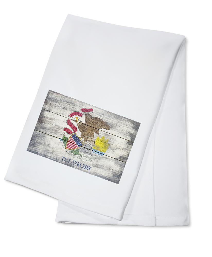 Rustic Illinois State Flag, Lantern Press Artwork, Towels and Aprons Kitchen Lantern Press Cotton Towel 