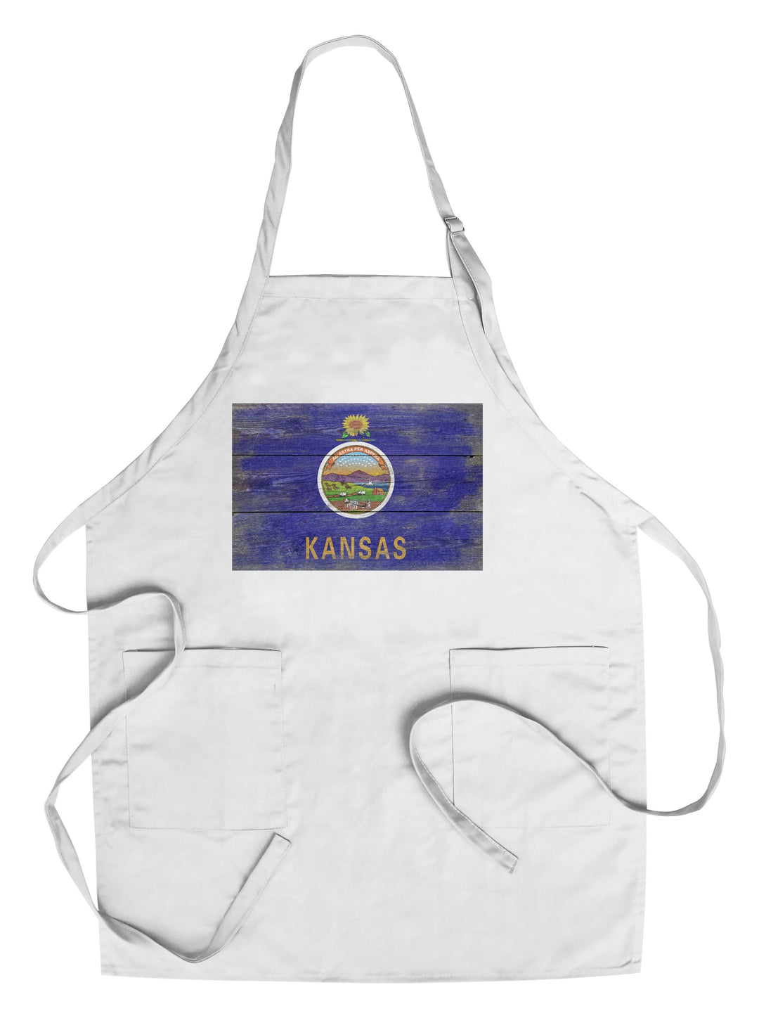 Rustic Kansas State Flag, Lantern Press Artwork, Towels and Aprons Kitchen Lantern Press Chef's Apron 