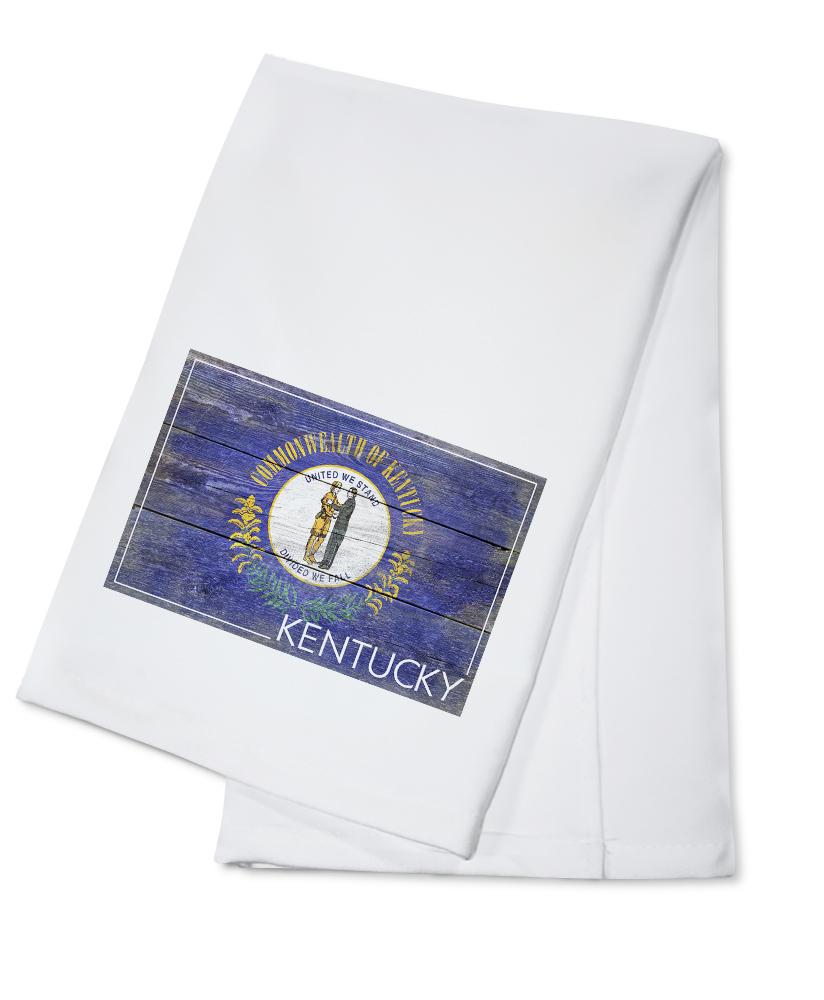 Rustic Kentucky State Flag, Lantern Press Artwork, Towels and Aprons Kitchen Lantern Press Cotton Towel 
