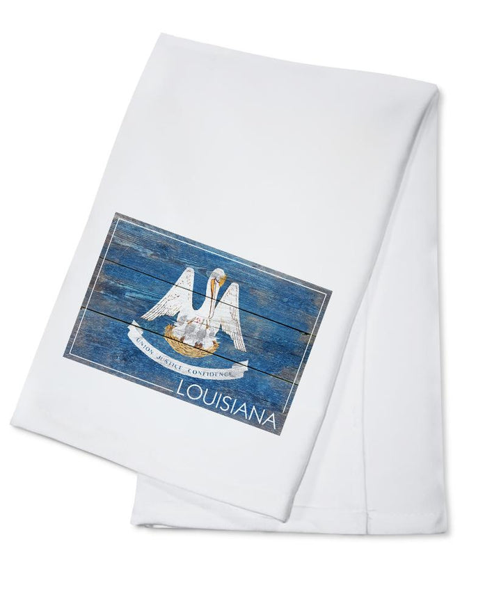 Rustic Louisiana State Flag, Lantern Press Artwork, Towels and Aprons Kitchen Lantern Press Cotton Towel 