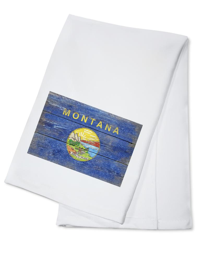 Rustic Montana State Flag, Lantern Press Artwork, Towels and Aprons Kitchen Lantern Press Cotton Towel 