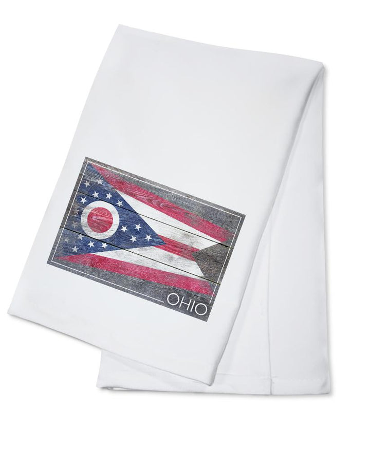 Rustic Ohio State Flag, Lantern Press Artwork, Towels and Aprons Kitchen Lantern Press Cotton Towel 