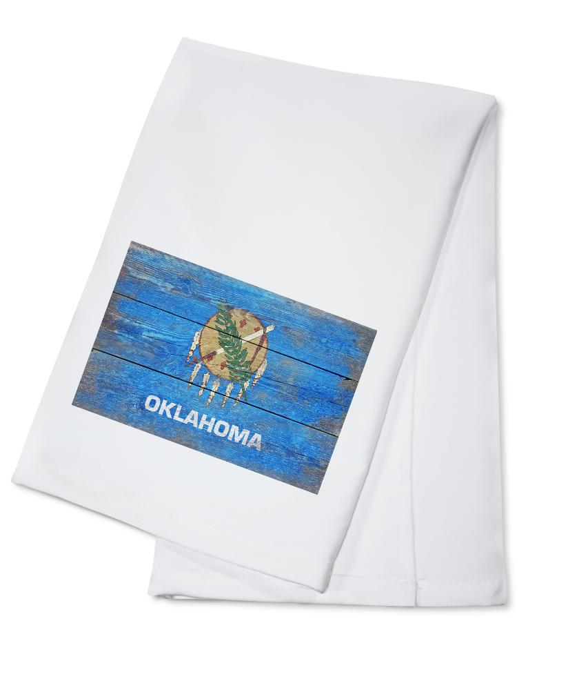 Rustic Oklahoma State Flag, Lantern Press Artwork, Towels and Aprons Kitchen Lantern Press Cotton Towel 