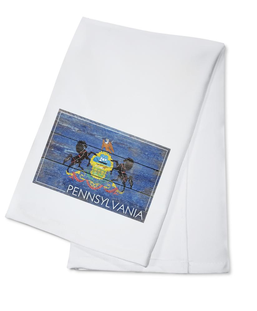 Rustic Pennsylvania State Flag, Lantern Press Artwork, Towels and Aprons Kitchen Lantern Press Cotton Towel 