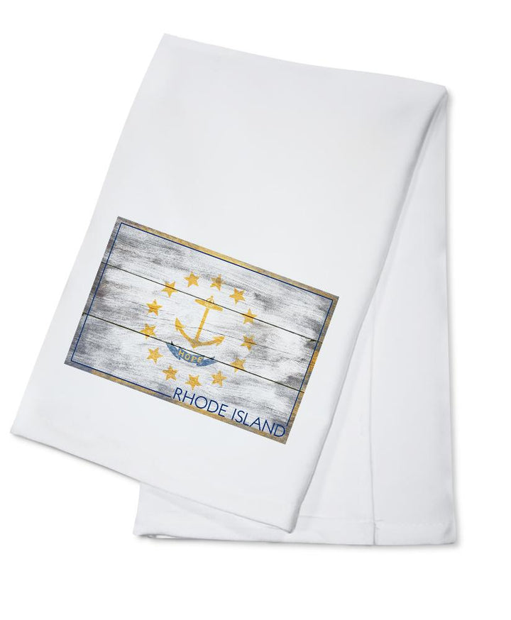 Rustic Rhode Island State Flag, Lantern Press Artwork, Towels and Aprons Kitchen Lantern Press Cotton Towel 