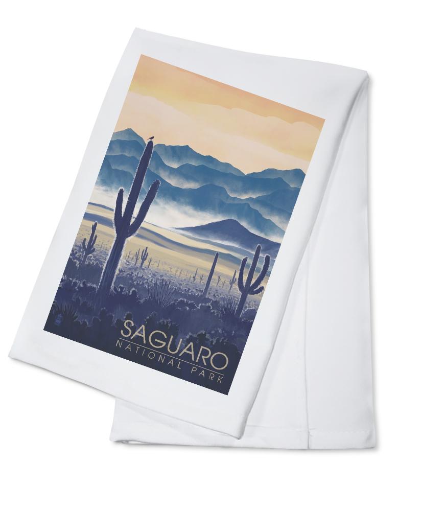 Saguaro National Park, Arizona, Desert Landscape, Lantern Press Artwork, Towels and Aprons Kitchen Lantern Press Cotton Towel 