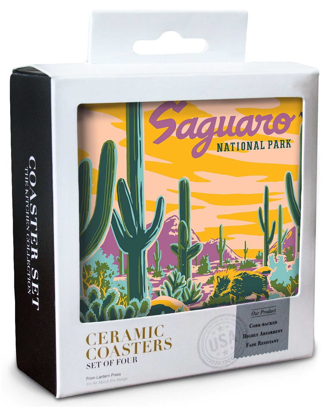 Saguaro National Park, Arizona, Explorer Series, Saguaro, Coaster Set Coasters Lantern Press 