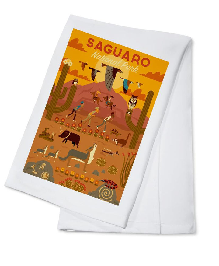 Saguaro National Park, Arizona, Geometric National Park Series, Lantern Press Artwork, Towels and Aprons Kitchen Lantern Press Cotton Towel 