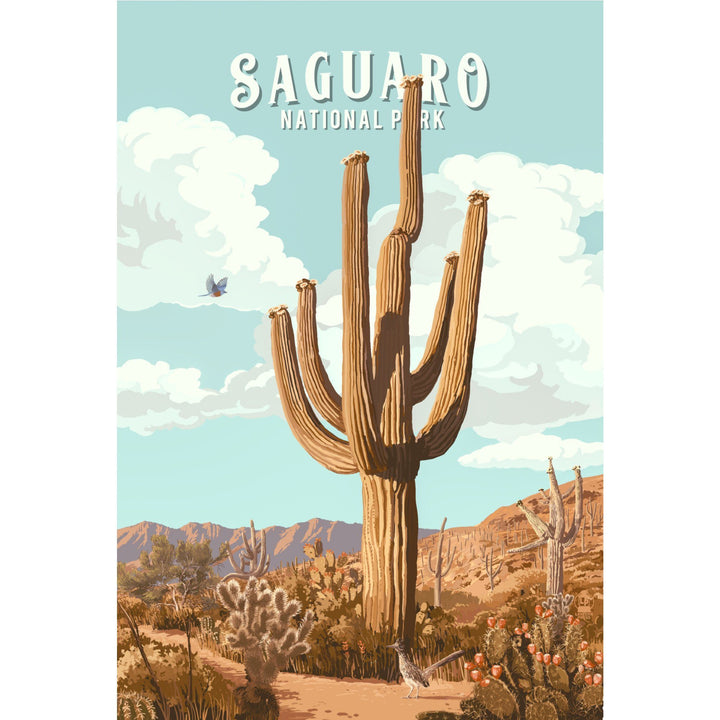 Saguaro National Park, Arizona, Painterly National Park Series, Towels and Aprons Kitchen Lantern Press 