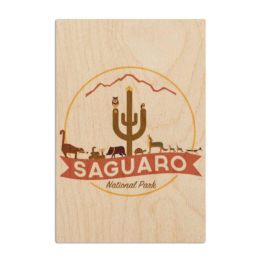 Saguaro National Park, Arizona, Simplified Geometric, Contour, Wood Signs and Postcards Wood Lantern Press 