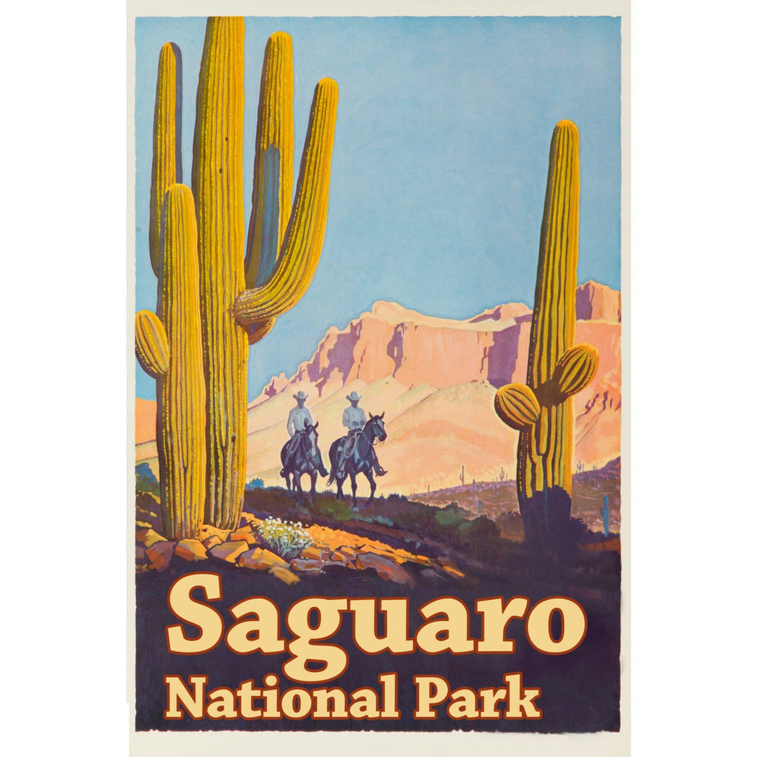 Saguaro National Park Vintage Poster, Stretched Canvas Canvas Lantern Press 