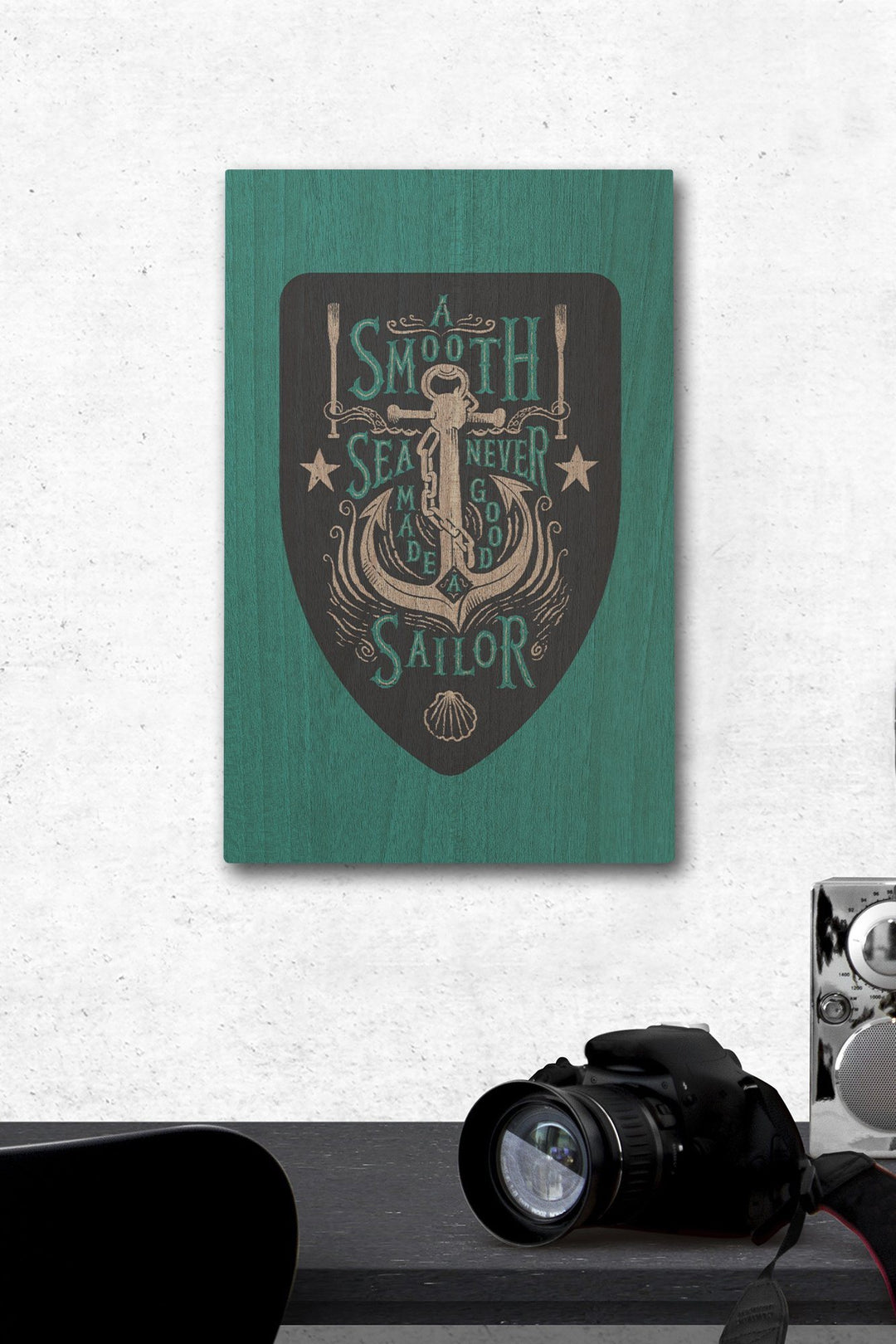 Sailor's Pride Collection, Anchor, A Smooth Sea Never Made A Good Sailor, Contour, Wood Signs and Postcards Wood Lantern Press 