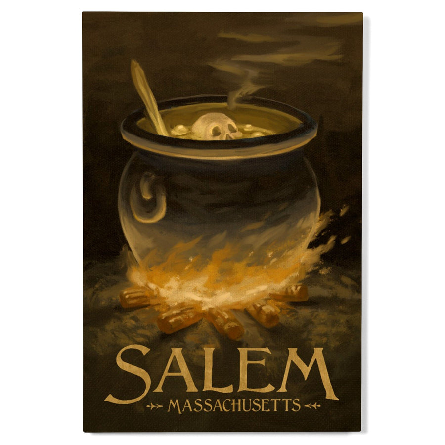 Salem, Massachusetts, Cauldron, Halloween Oil Painting, Lantern Press Artwork, Wood Signs and Postcards Wood Lantern Press 