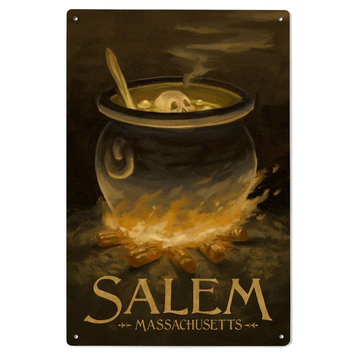 Salem, Massachusetts, Cauldron, Halloween Oil Painting, Lantern Press Artwork, Wood Signs and Postcards Wood Lantern Press 
