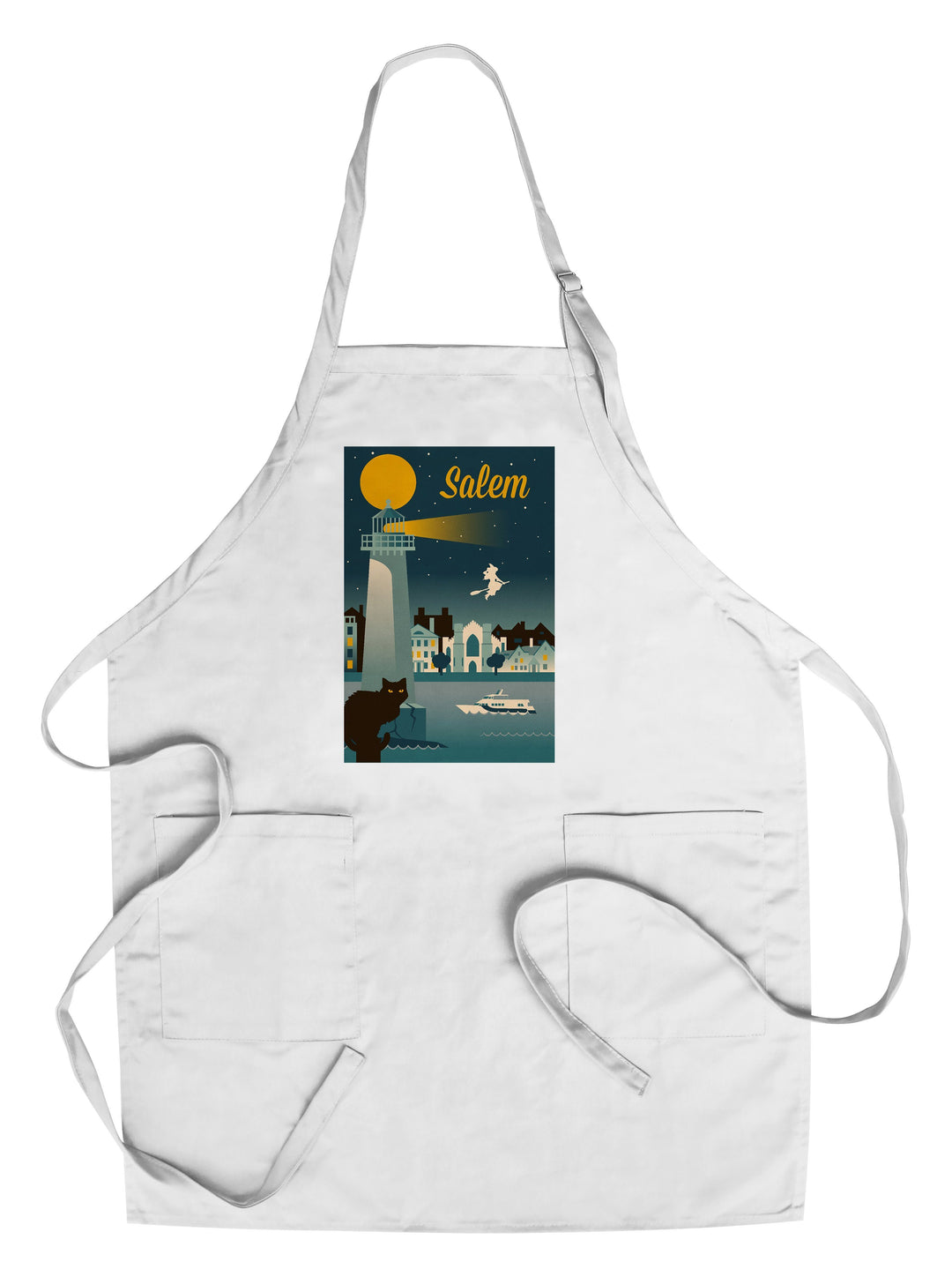 Salem, Massachusetts, Retro Skyline Classic Series, Lantern Press Artwork, Towels and Aprons Kitchen Lantern Press Chef's Apron 