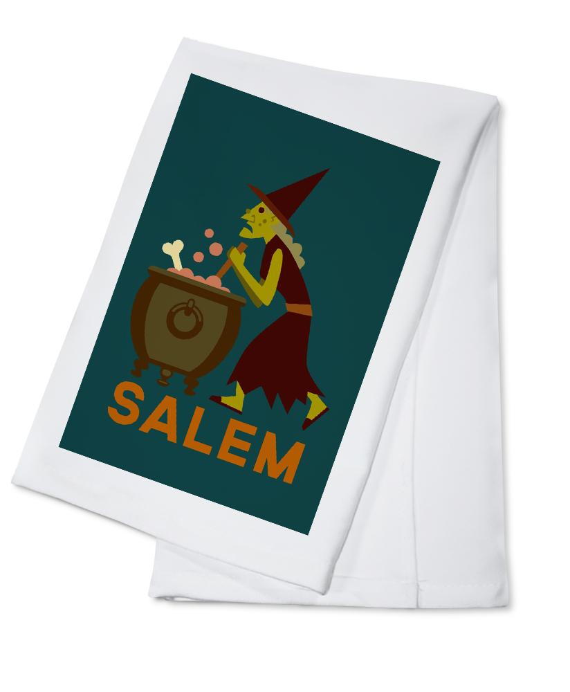 Salem, Massachusetts, Witch, Geometric, Contour, Lantern Press Artwork, Towels and Aprons Kitchen Lantern Press 