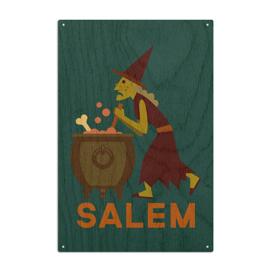 Salem, Massachusetts, Witch, Geometric, Contour, Lantern Press Artwork, Wood Signs and Postcards Wood Lantern Press 