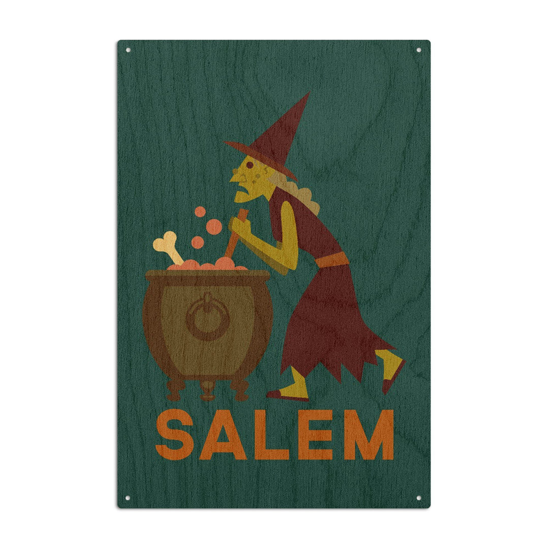 Salem, Massachusetts, Witch, Geometric, Contour, Lantern Press Artwork, Wood Signs and Postcards Wood Lantern Press 6x9 Wood Sign 