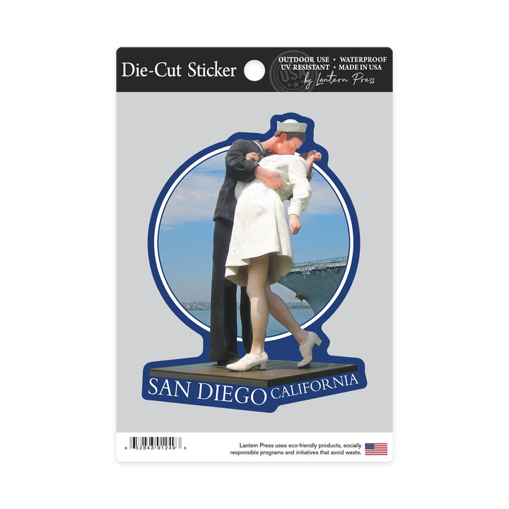 San Diego, California, Sailor Sculpture at USS Midway, Contour Sticker Lantern Press 