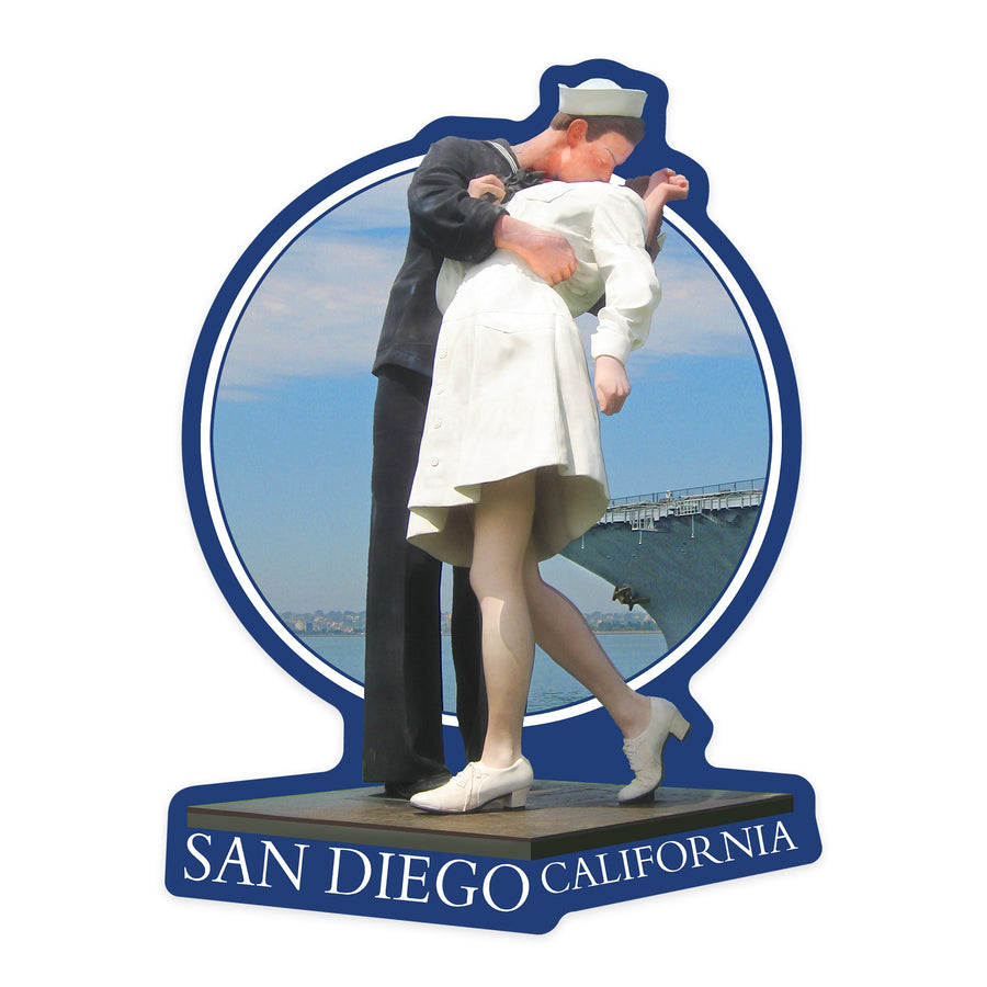 San Diego, California, Sailor Sculpture at USS Midway, Contour Sticker Lantern Press 