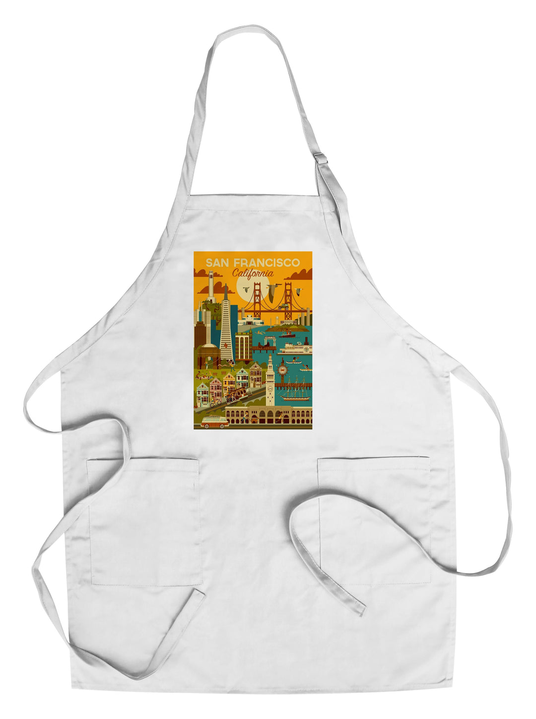 San Francisco, California, Geometric, Lantern Press Artwork, Towels and Aprons Kitchen Lantern Press Chef's Apron 
