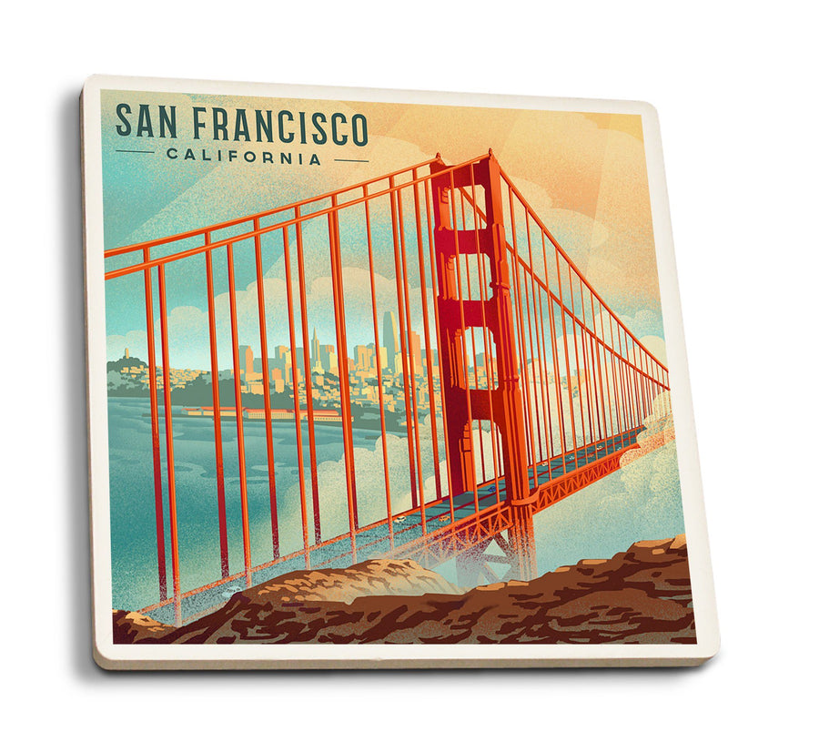 San Francisco, California, Lithograph, City Series, Coaster Set Coasters Lantern Press 