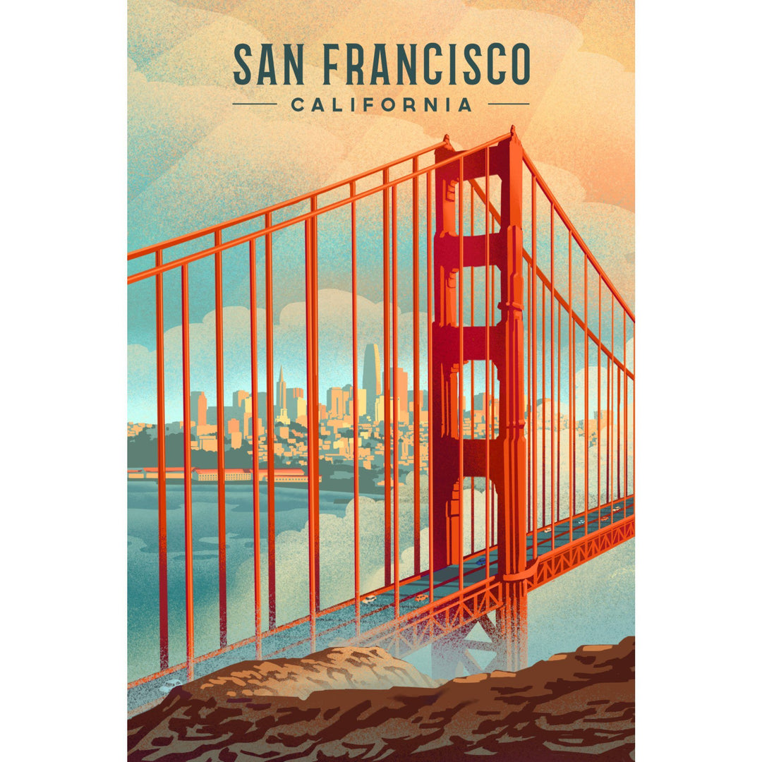 San Francisco, California, Lithograph, City Series, Towels and Aprons Kitchen Lantern Press 