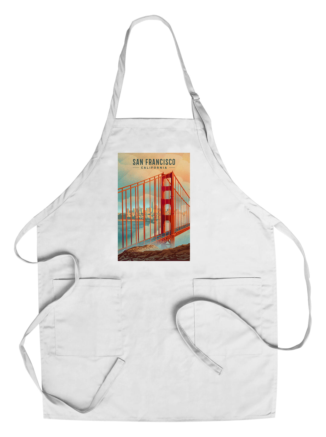 San Francisco, California, Lithograph, City Series, Towels and Aprons Kitchen Lantern Press Chef's Apron 