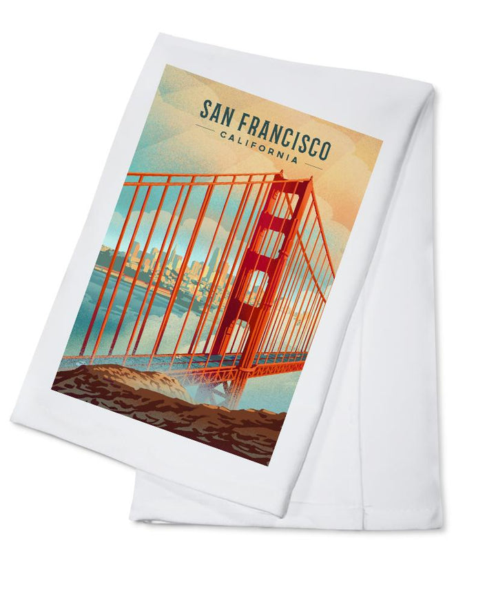 San Francisco, California, Lithograph, City Series, Towels and Aprons Kitchen Lantern Press Cotton Towel 