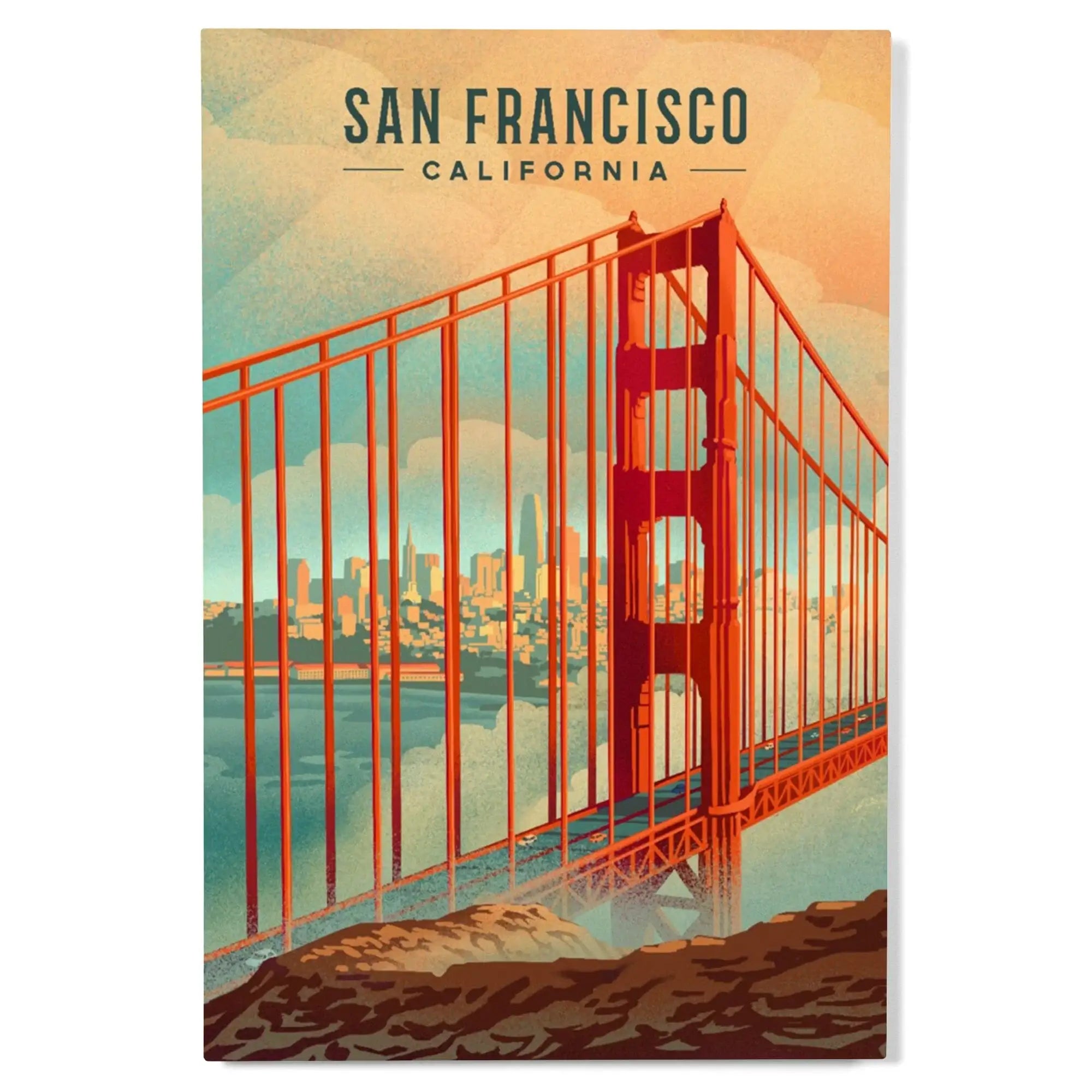 San Francisco, California, Lithograph, City Series wood signs and