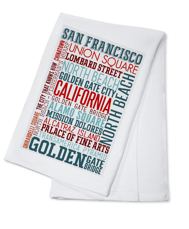 San Francisco, California, Typography, Lantern Press Artwork, Towels and Aprons Kitchen Lantern Press Cotton Towel 