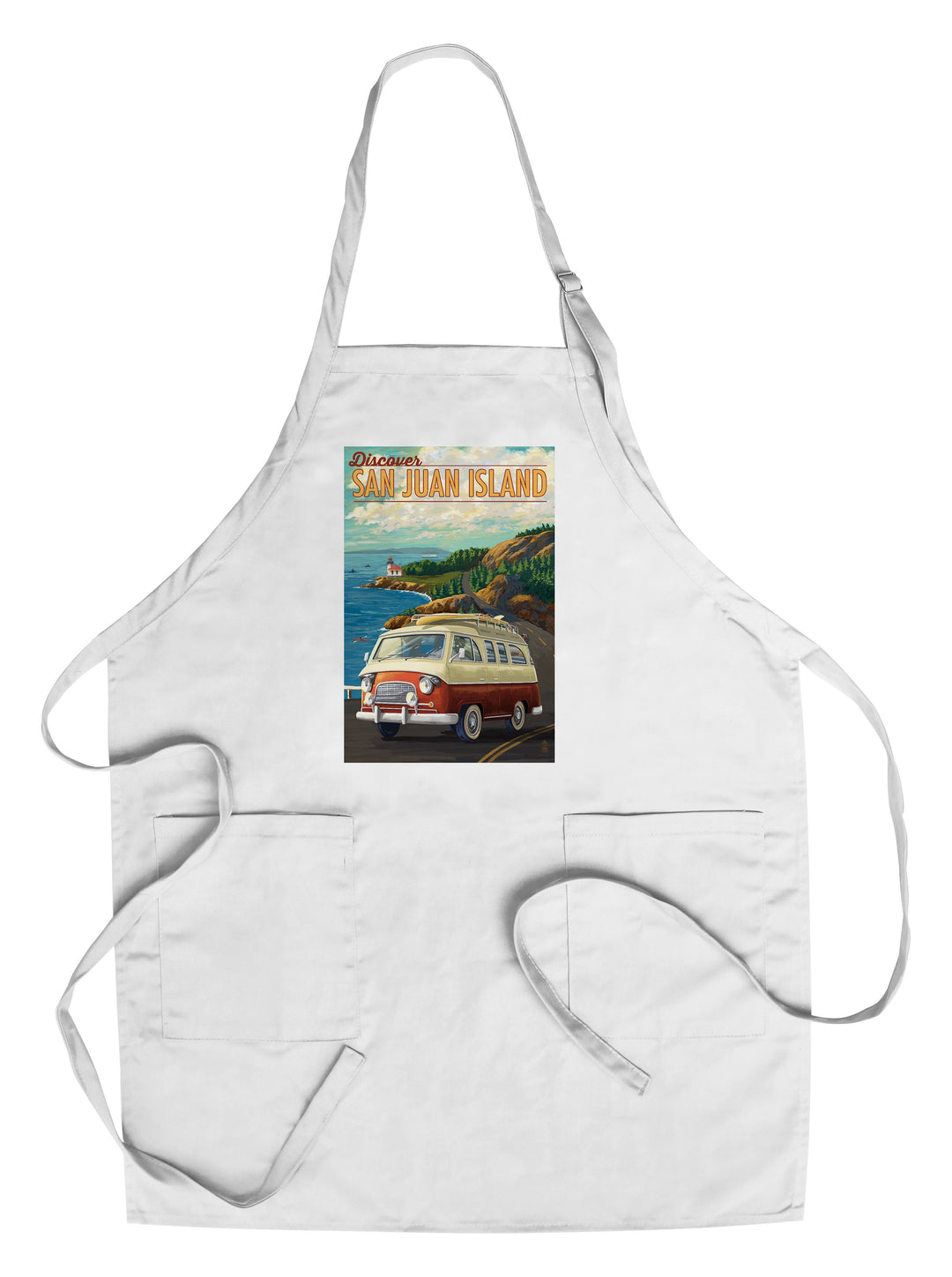 San Juan Island, Washington, LP Camper Van, Lantern Press Poster, Towels and Aprons Kitchen Lantern Press Chef's Apron 